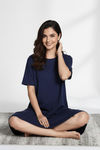 Zivame 2 Mile Fashion Knit Cotton Knee Nightdress - Medieval Blue — thumbnail 5